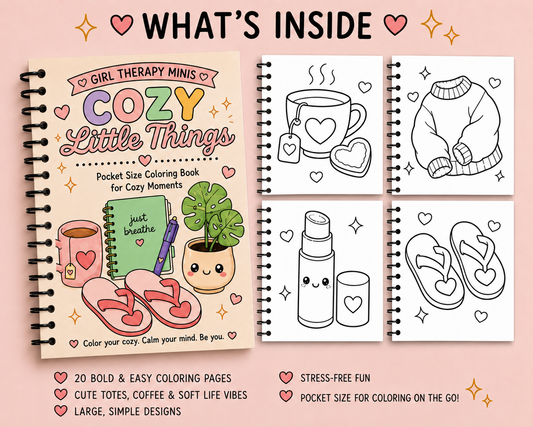 Girl Therapy Mini: Cozy Little Things | Pocket Sized Coloring Book