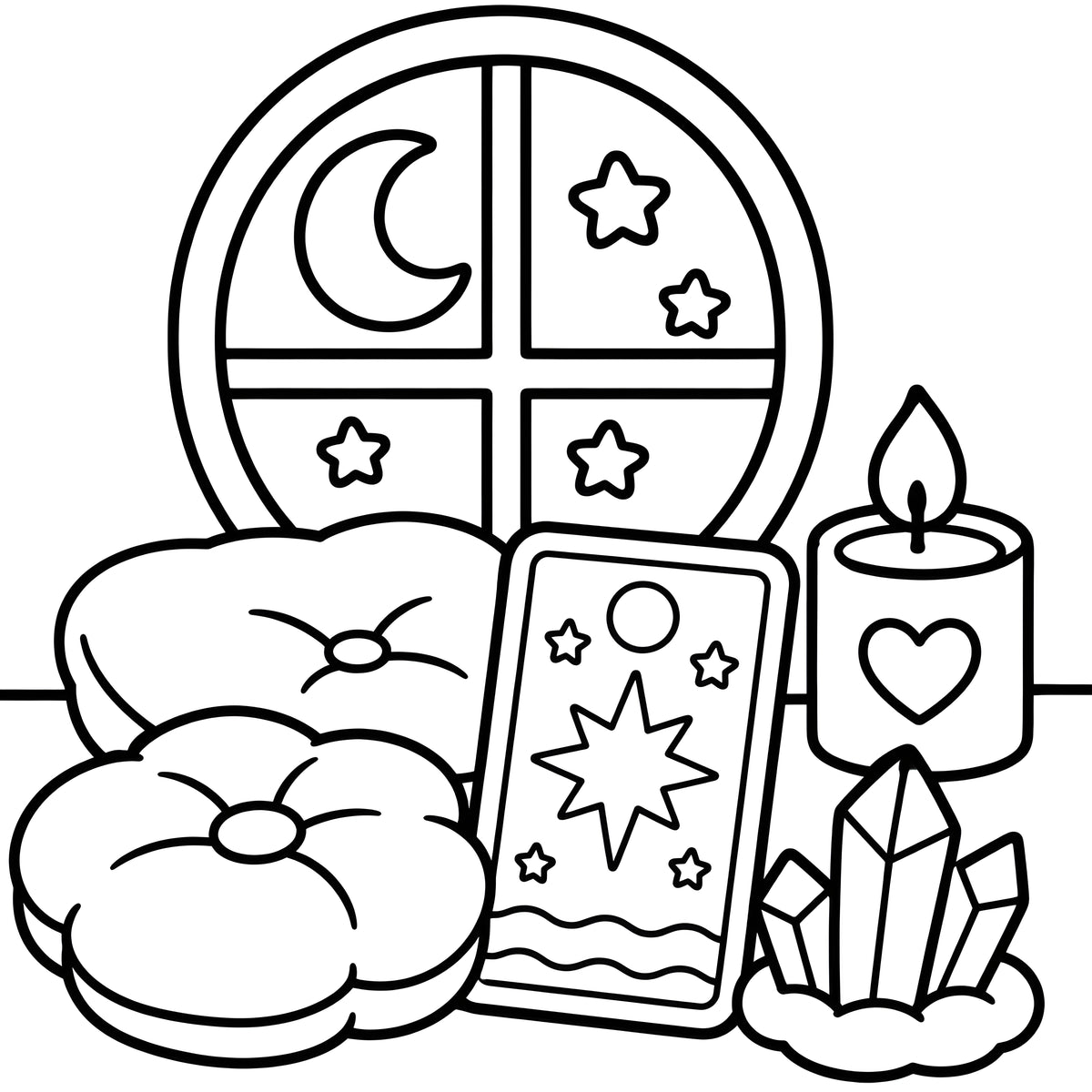 Soft Moon Tarot Coloring Book | Bold & Easy Cozy Mystical Coloring Book