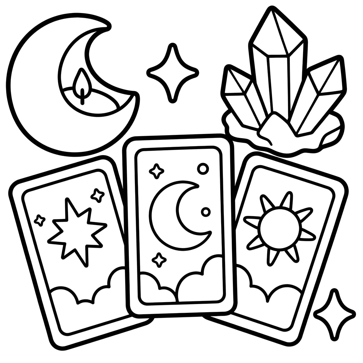 Soft Moon Tarot Coloring Book | Bold & Easy Cozy Mystical Coloring Book