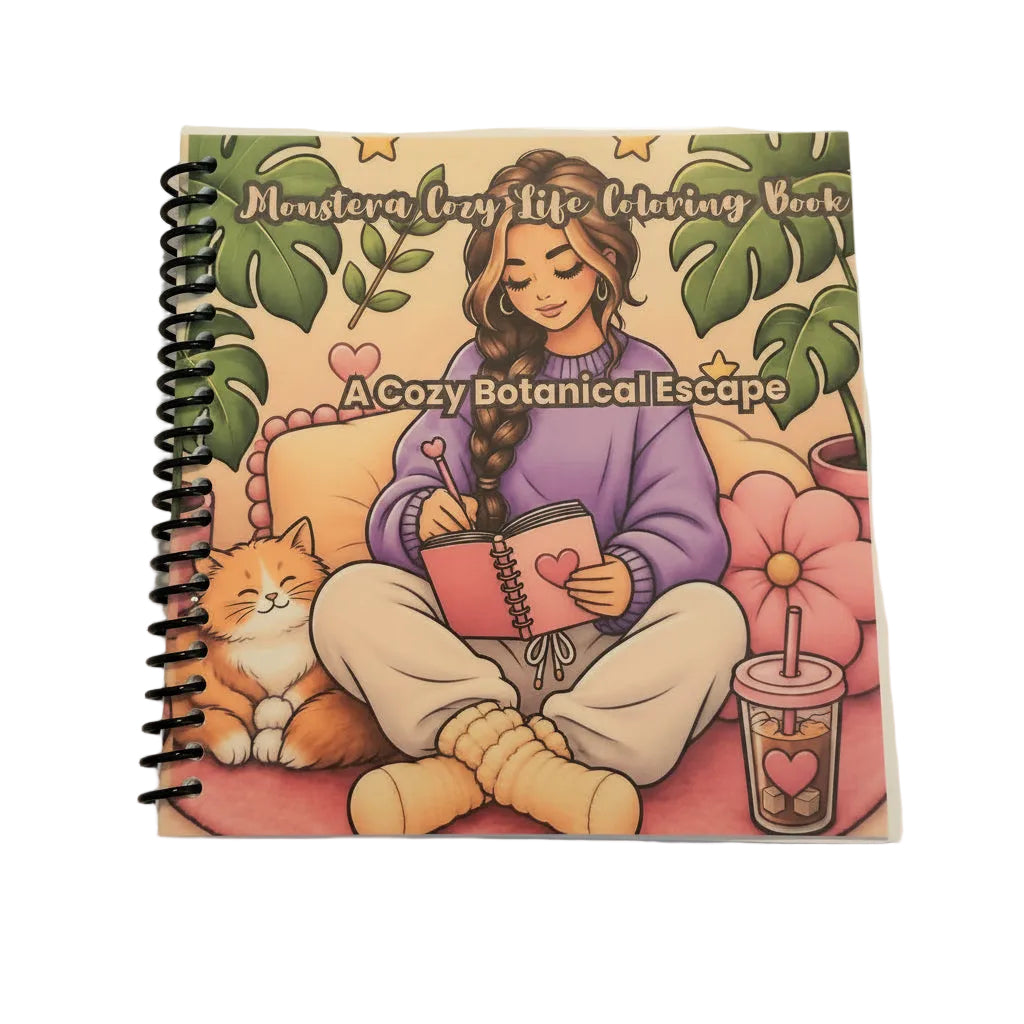 Monstera Soft Life Coloring Book | Little Squares Collection | 5×5 Spiral-Bound