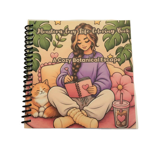Monstera Soft Life Coloring Book | Little Squares Collection | 5×5 Spiral-Bound