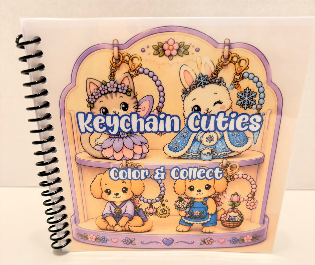 Keychain Cuties Coloring Book | Cute Kawaii Animal Keychain Charms to Color