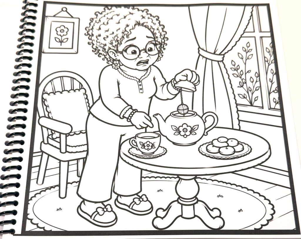 Grandma’s Cozy Coffee Days — A Cozy Coloring Book of Coffee, Comfort & Little Mishaps