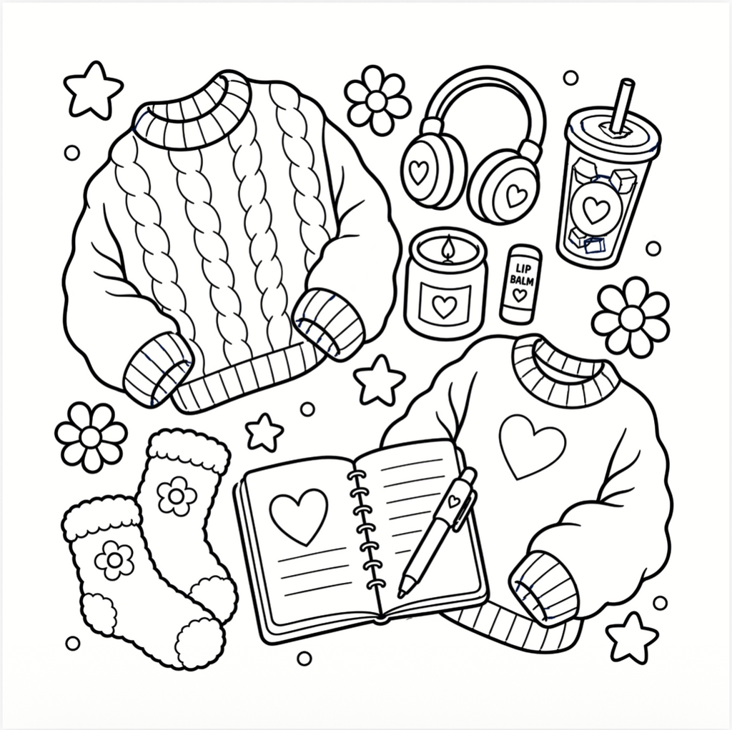 Girl Therapy: Comfy Sweater Days | Cozy Coloring Book