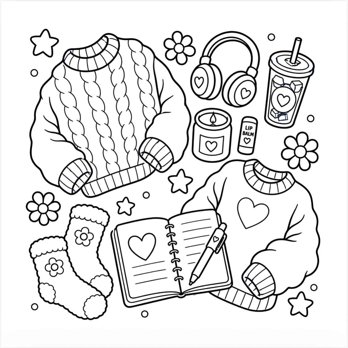 Girl Therapy: Comfy Sweater Days | Cozy Coloring Book