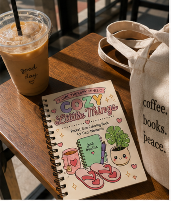 Girl Therpy Mini: Cozy Little Things | Pocket Sized Coloring Book