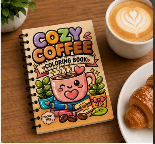 Cozy Coffee-Themed Mini Coloring Book ☕💕