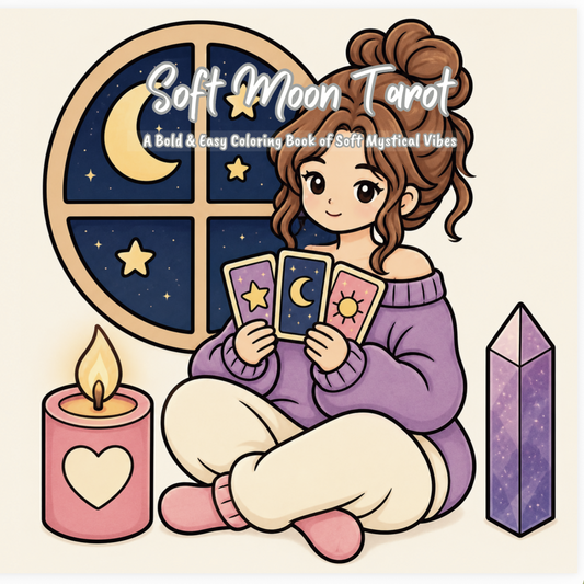 Soft Moon Tarot Coloring Book | Bold & Easy Cozy Mystical Coloring Book