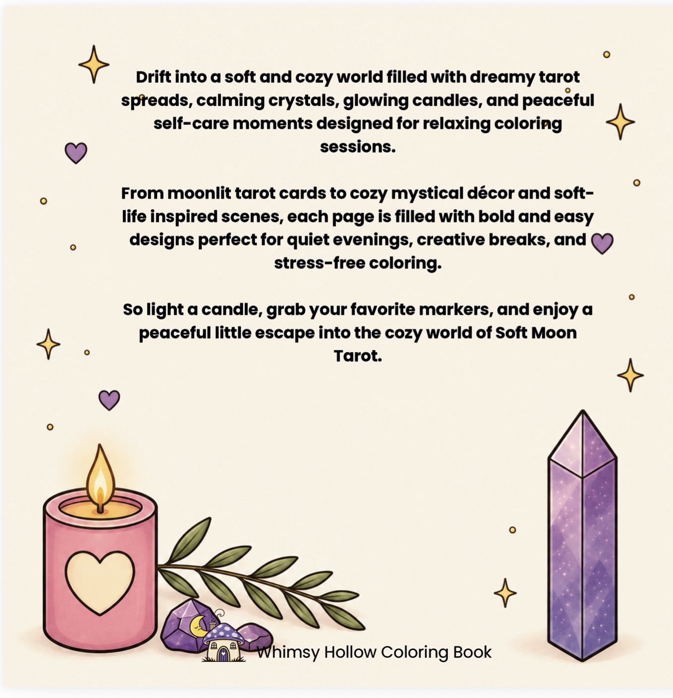 Soft Moon Tarot Coloring Book | Bold & Easy Cozy Mystical Coloring Book