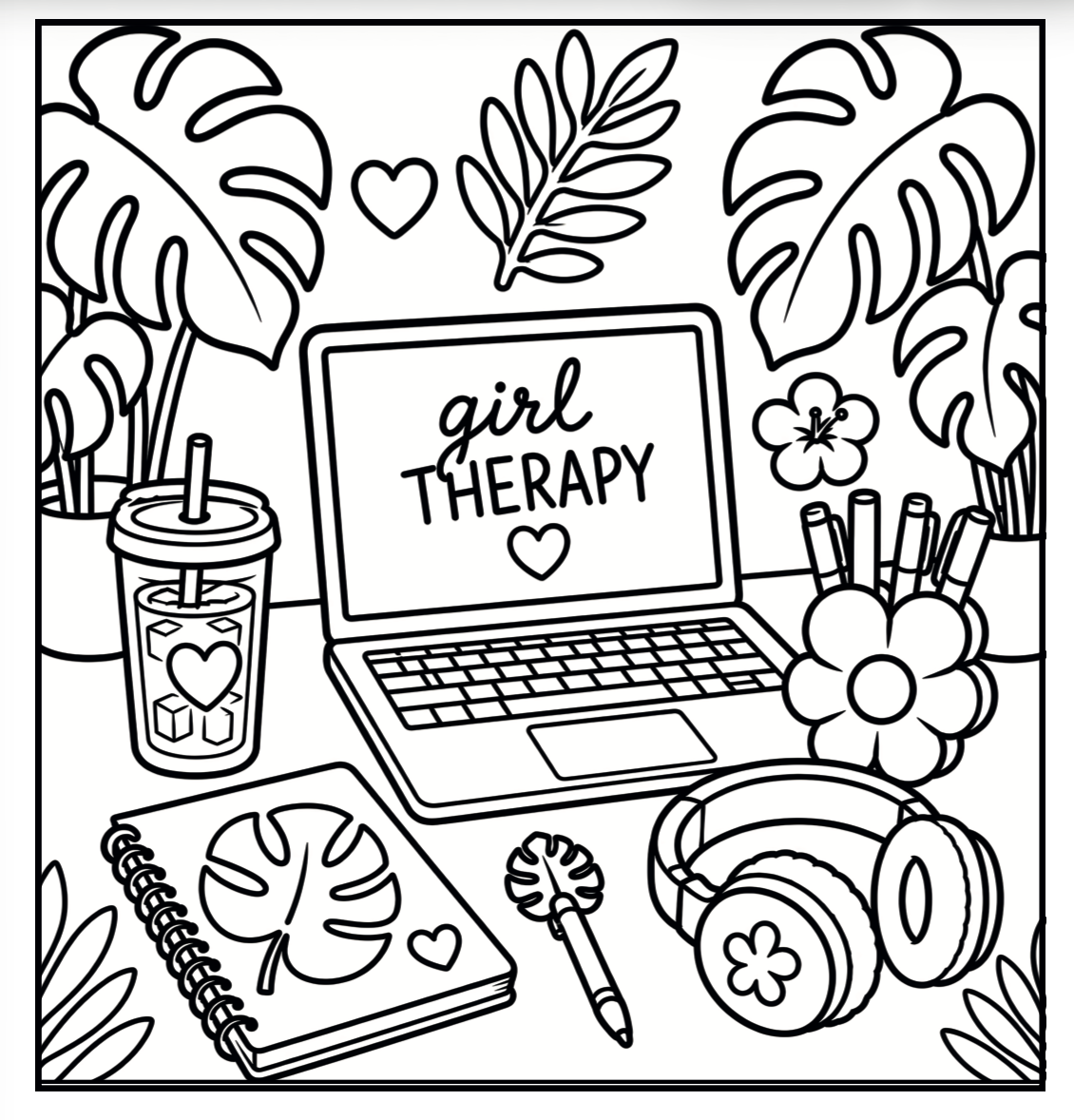 Monstera Soft Life Coloring Book | Little Squares Collection | 5×5 Spiral-Bound