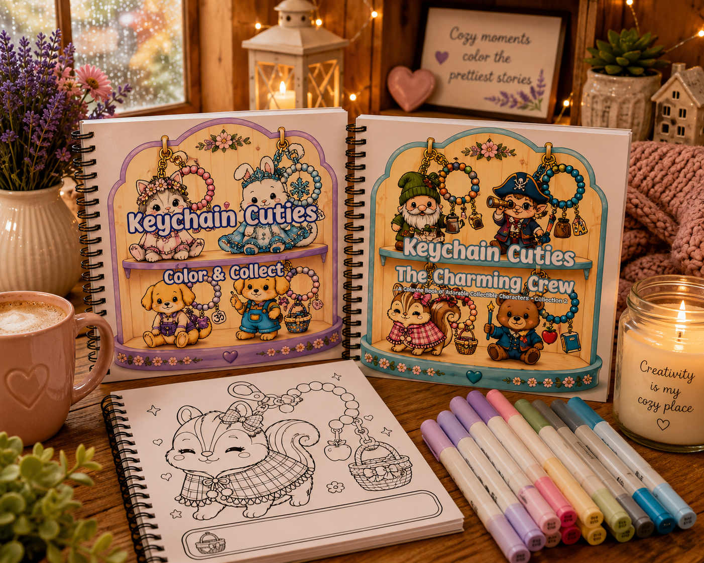 Keychain Cuties Coloring Book – Volume 2 | Little Squares Collection | 5 x 5 Coloring Book