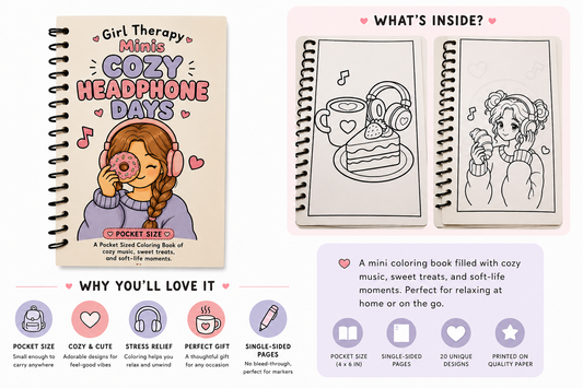 Girl Therapy Minis: Cozy Headphone Days Coloring Book
