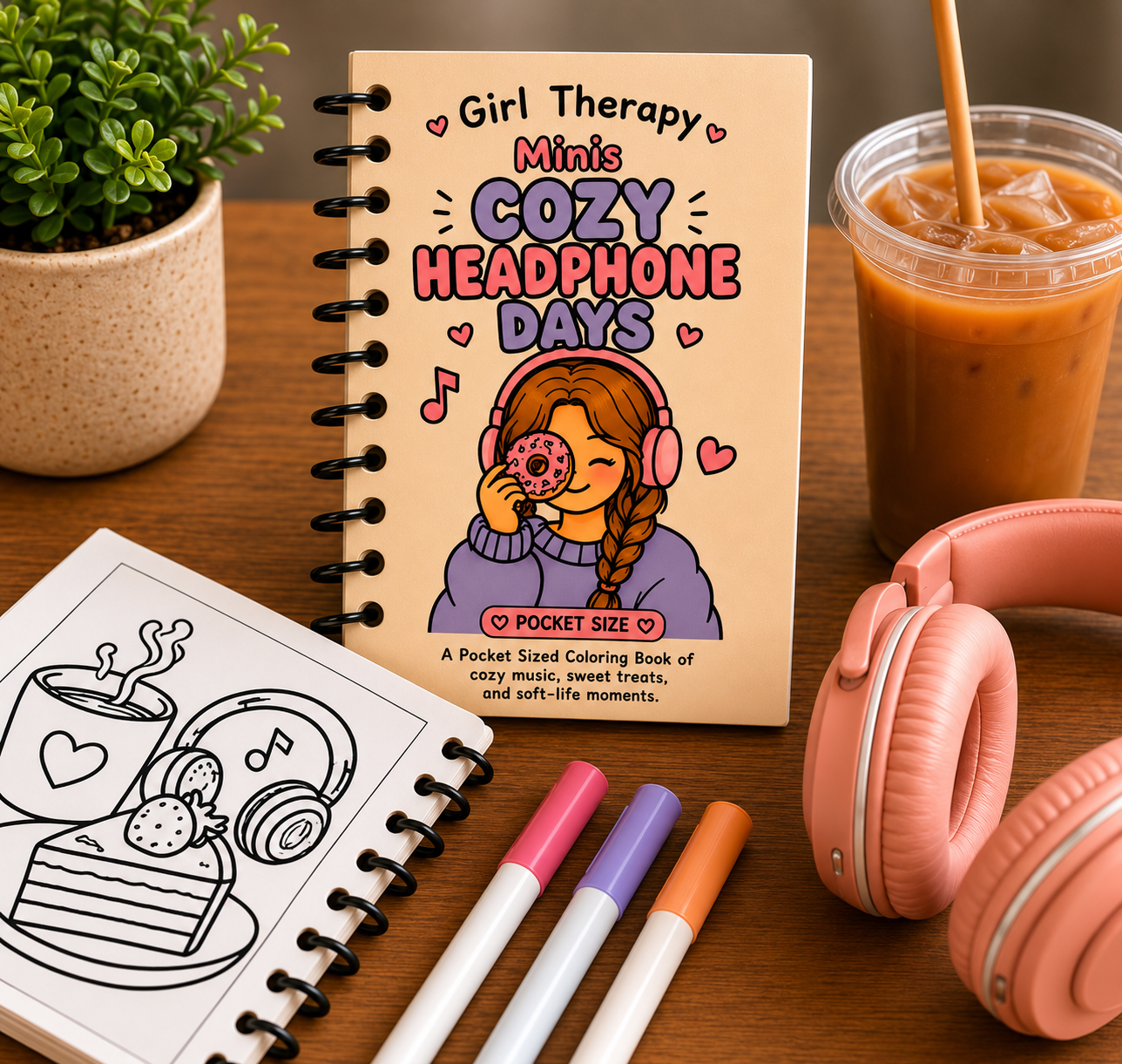 Girl Therapy Minis: Cozy Headphone Days Coloring Book