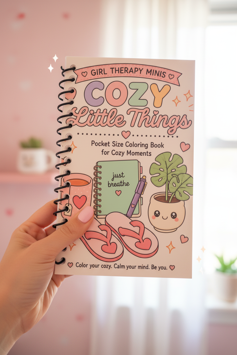 Girl Therapy Mini: Cozy Little Things | Pocket Sized Coloring Book