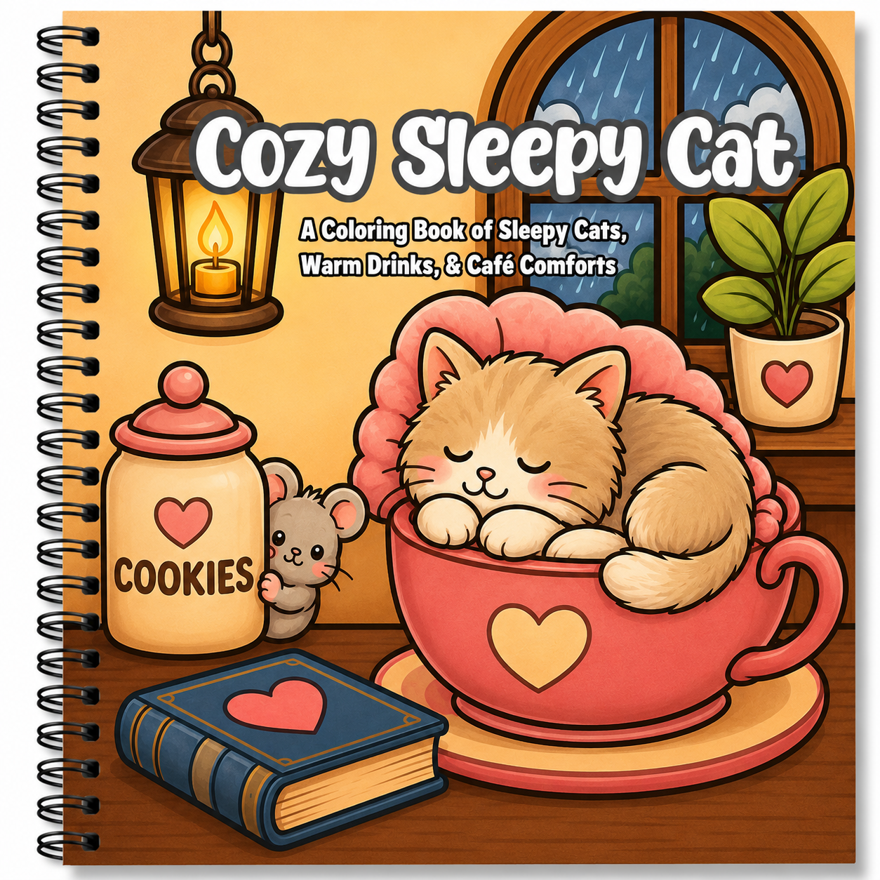 Sleepy Cat Café Coloring Book for Adults