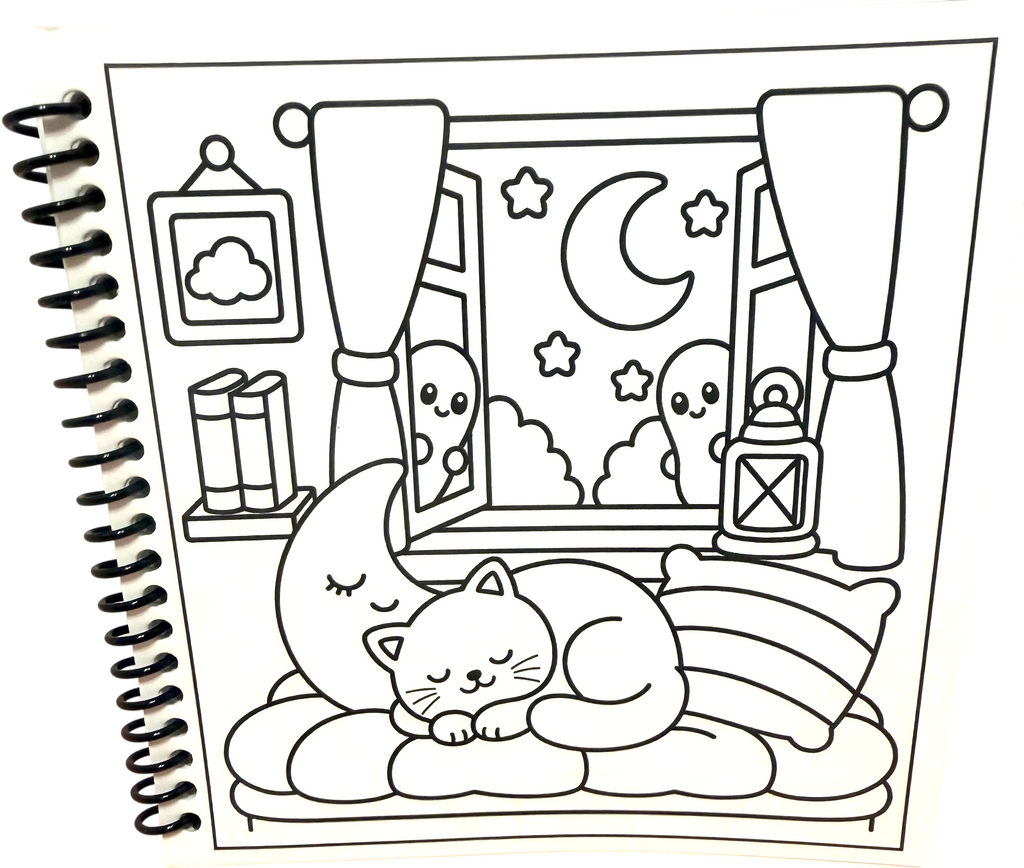 Whiskers After Midnight | Part of the Little Squares Coloring Book Collection